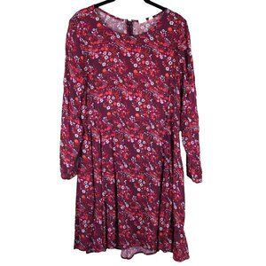EUC Gap Womens Floral Swing Dress Long Sleeve Dress Medium‎